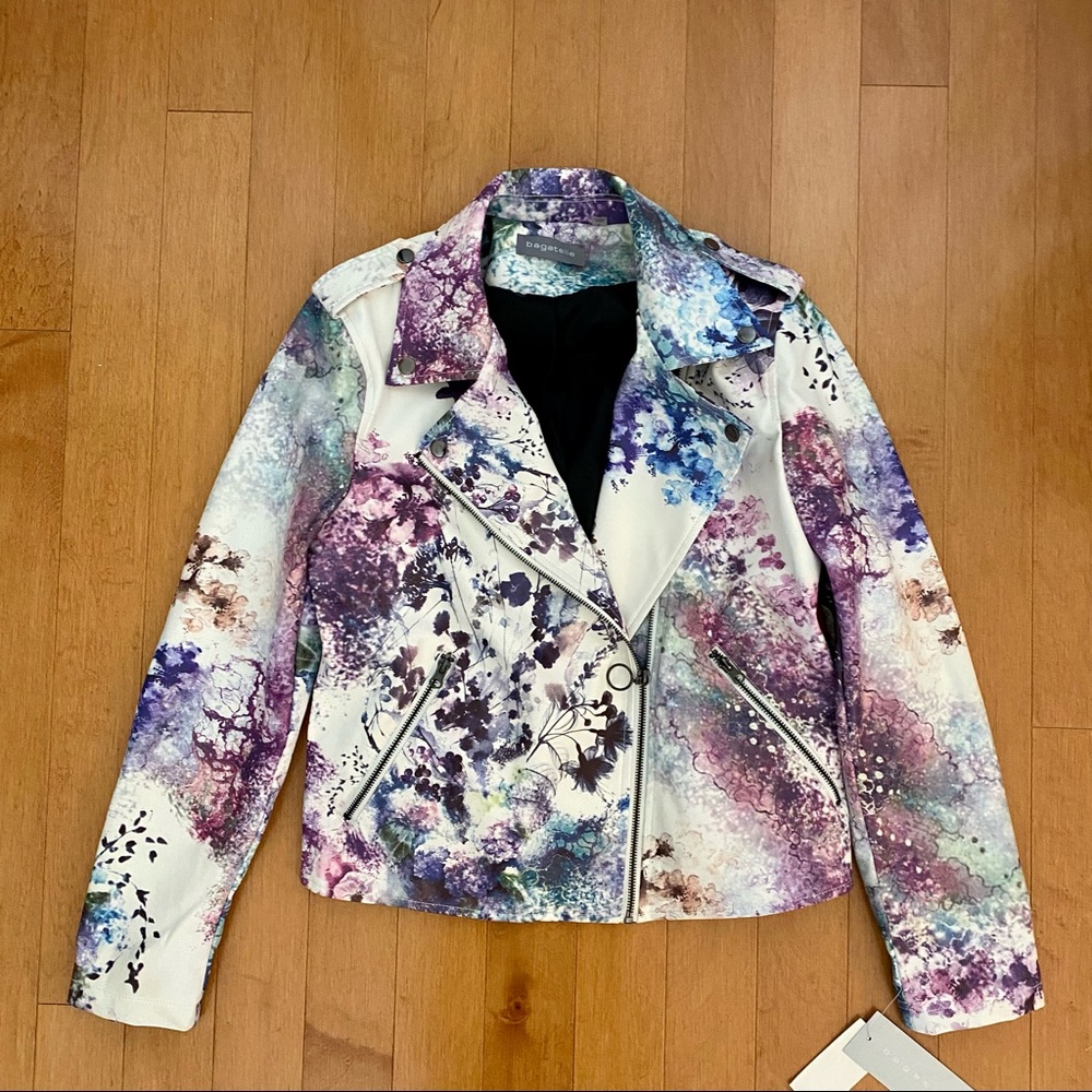 NWT Bagatelle floral print faux leather jacket size large - Picture 2 of 9